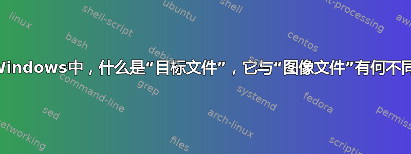 在Windows中，什么是“目标文件”，它与“图像文件”有何不同？