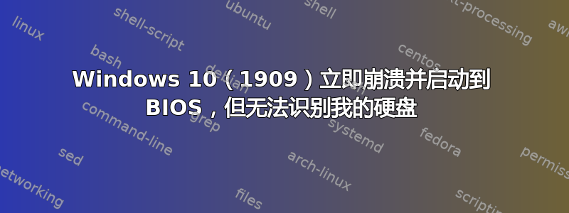 Windows 10（1909）立即崩溃并启动到 BIOS，但无法识别我的硬盘