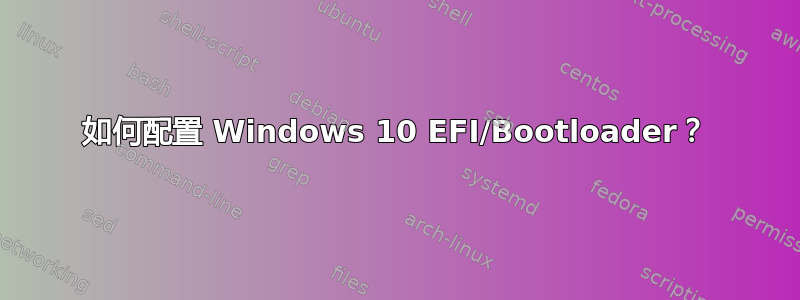 如何配置 Windows 10 EFI/Bootloader？