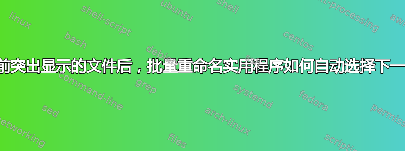 重命名当前突出显示的文件后，批量重命名实用程序如何自动选择下一个文件？