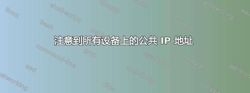 注意到所有设备上的公共 IP 地址