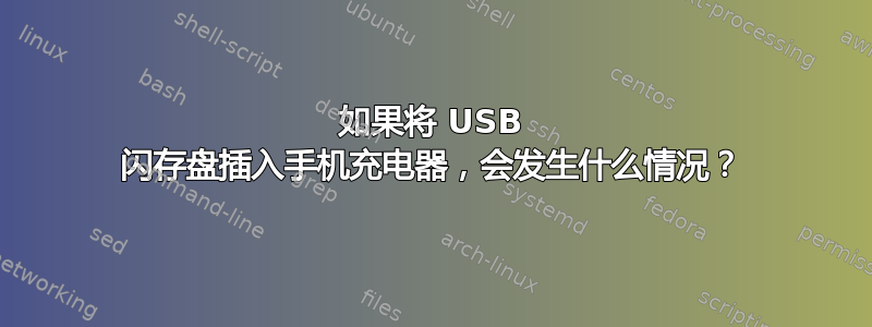 如果将 USB 闪存盘插入手机充电器，会发生什么情况？