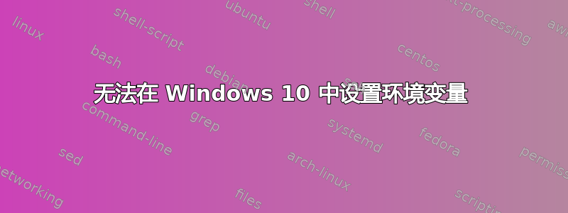 无法在 Windows 10 中设置环境变量