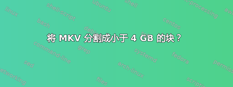 将 MKV 分割成小于 4 GB 的块？