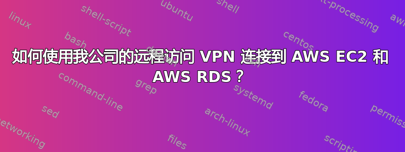 如何使用我公司的远程访问 VPN 连接到 AWS EC2 和 AWS RDS？