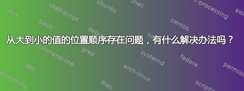 从大到小的值的位置顺序存在问题，有什么解决办法吗？