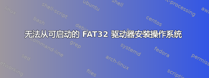 无法从可启动的 FAT32 驱动器安装操作系统