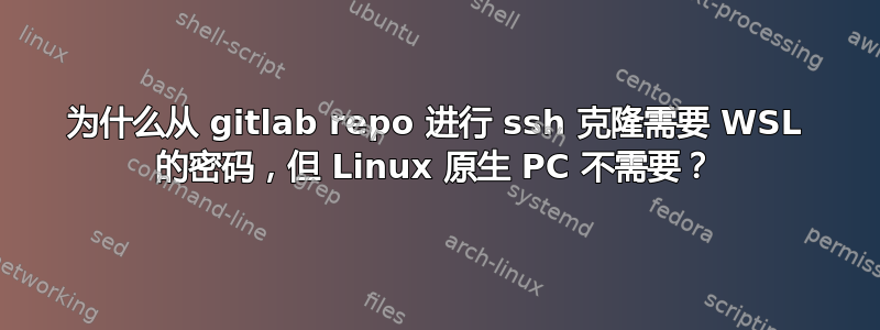 为什么从 gitlab repo 进行 ssh 克隆需要 WSL 的密码，但 Linux 原生 PC 不需要？