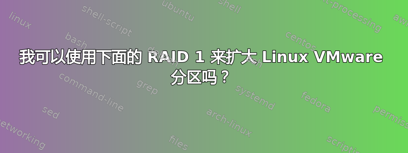 我可以使用下面的 RAID 1 来扩大 Linux VMware 分区吗？