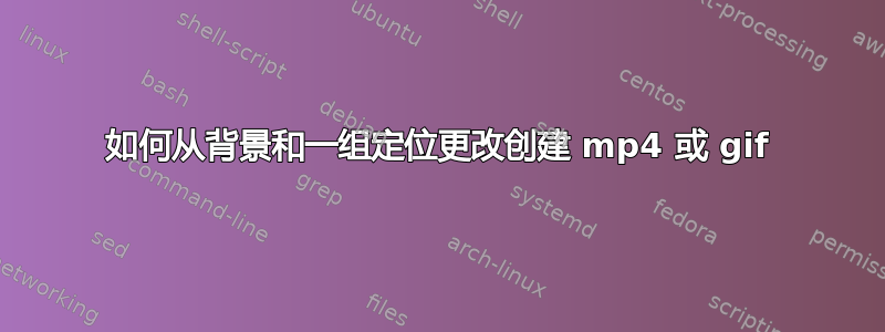 如何从背景和一组定位更改创建 mp4 或 gif