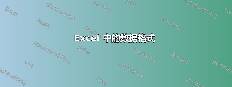 Excel 中的数据格式