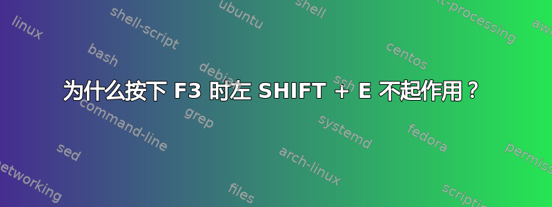 为什么按下 F3 时左 SHIFT + E 不起作用？