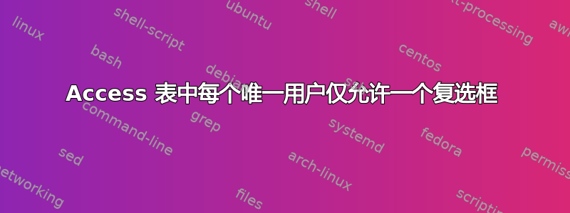 Access 表中每个唯一用户仅允许一个复选框