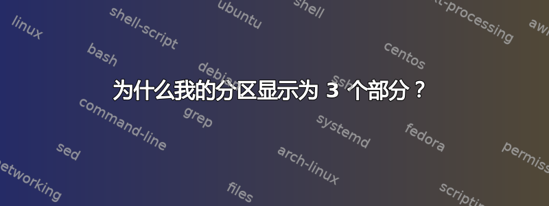 为什么我的分区显示为 3 个部分？