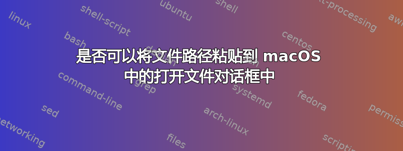 是否可以将文件路径粘贴到 macOS 中的打开文件对话框中