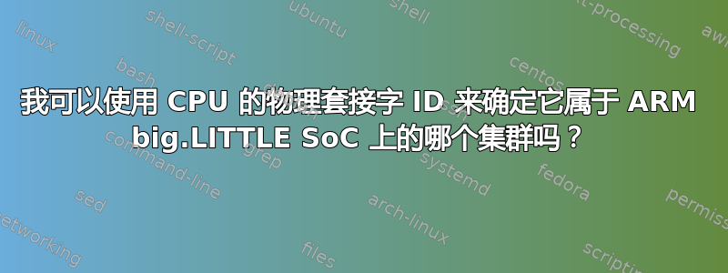 我可以使用 CPU 的物理套接字 ID 来确定它属于 ARM big.LITTLE SoC 上的哪个集群吗？