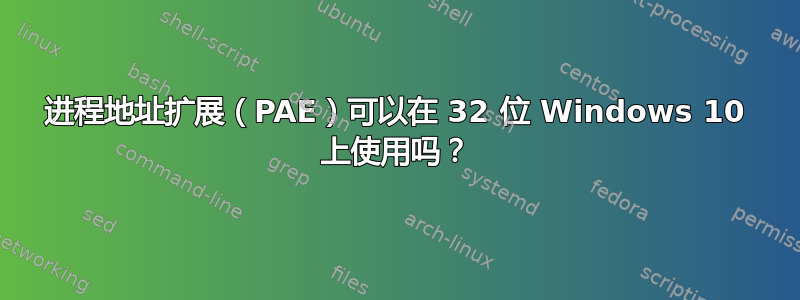 进程地址扩展（PAE）可以在 32 位 Windows 10 上使用吗？