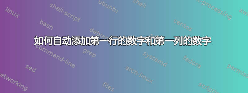 如何自动添加第一行的数字和第一列的数字