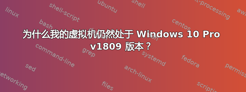 为什么我的虚拟机仍然处于 Windows 10 Pro v1809 版本？