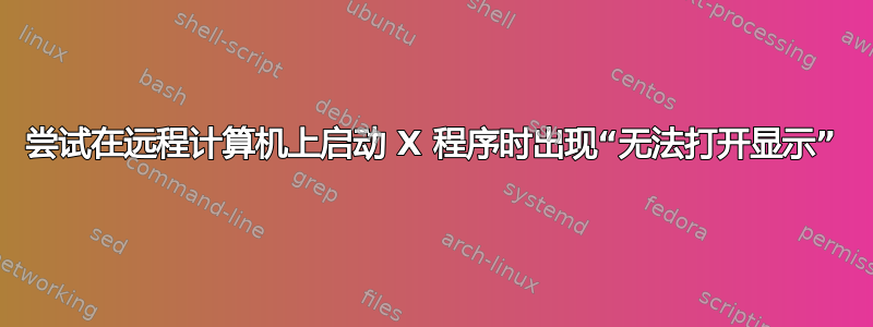 尝试在远程计算机上启动 X 程序时出现“无法打开显示”