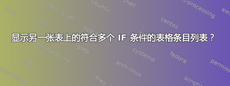 显示另一张表上的符合多个 IF 条件的表格条目列表？