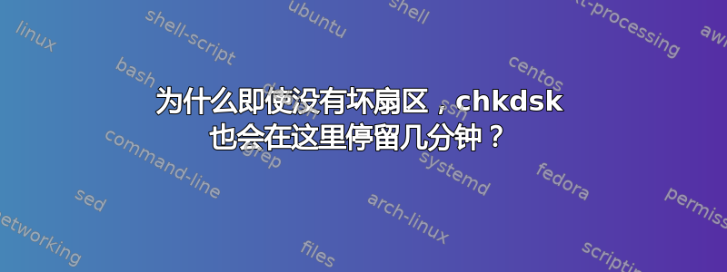 为什么即使没有坏扇区，chkdsk 也会在这里停留几分钟？