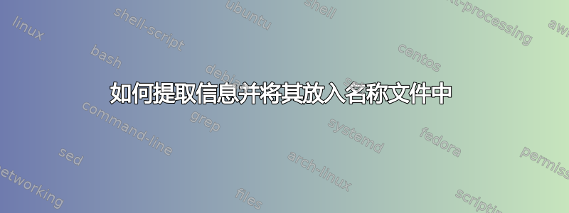 如何提取信息并将其放入名称文件中