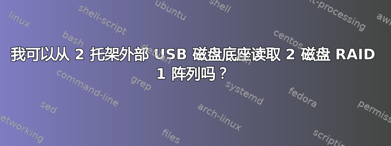 我可以从 2 托架外部 USB 磁盘底座读取 2 磁盘 RAID 1 阵列吗？