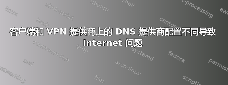 客户端和 VPN 提供商上的 DNS 提供商配置不同导致 Internet 问题