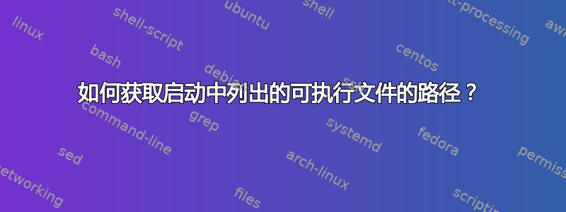 如何获取启动中列出的可执行文件的路径？