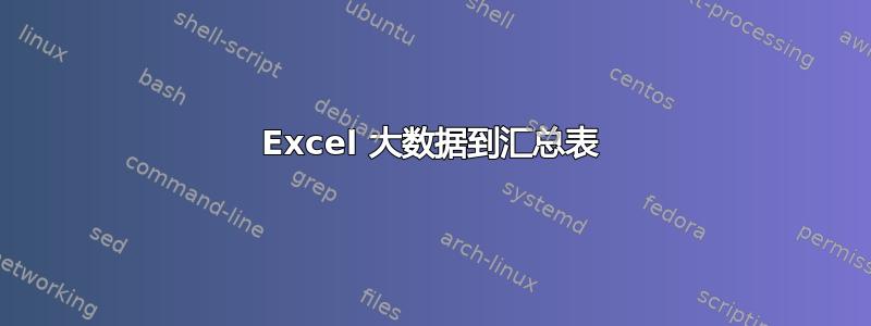 Excel 大数据到汇总表