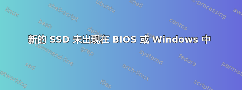 新的 SSD 未出现在 BIOS 或 Windows 中