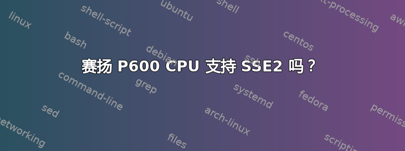 赛扬 P600 CPU 支持 SSE2 吗？