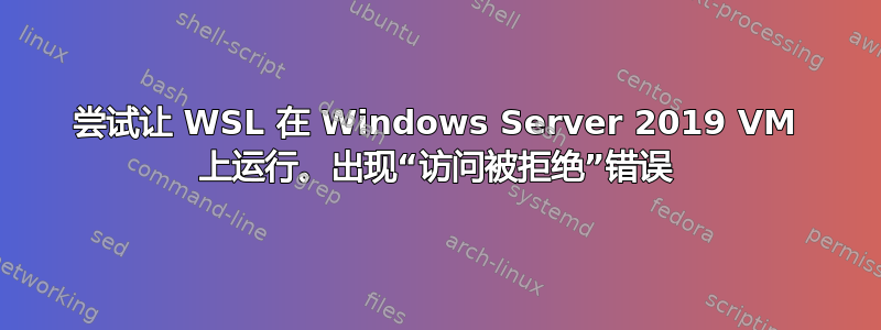 尝试让 WSL 在 Windows Server 2019 VM 上运行。出现“访问被拒绝”错误