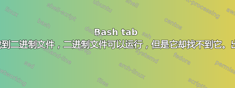 Bash tab 补全功能可以找到二进制文件，二进制文件可以运行，但是它却找不到它。出了什么问题？