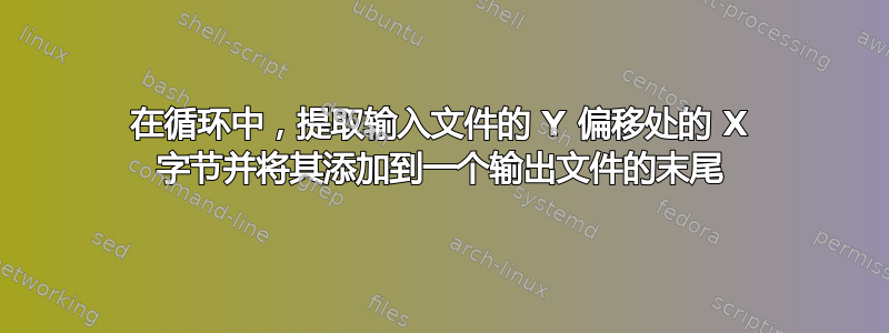 在循环中，提取输入文件的 Y 偏移处的 X 字节并将其添加到一个输出文件的末尾