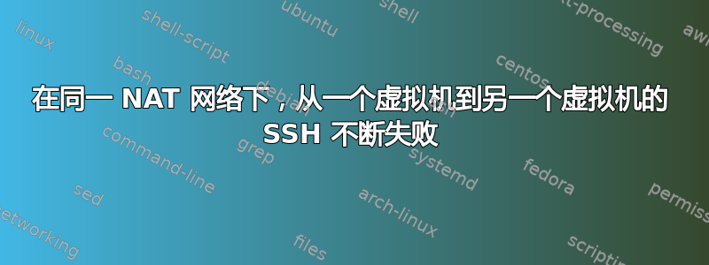 在同一 NAT 网络下，从一个虚拟机到另一个虚拟机的 SSH 不断失败