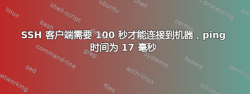 SSH 客户端需要 100 秒才能连接到机器，ping 时间为 17 毫秒