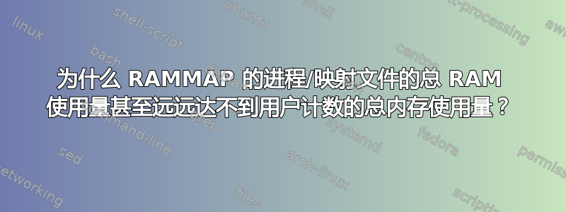 为什么 RAMMAP 的进程/映射文件的总 RAM 使用量甚至远远达不到用户计数的总内存使用量？