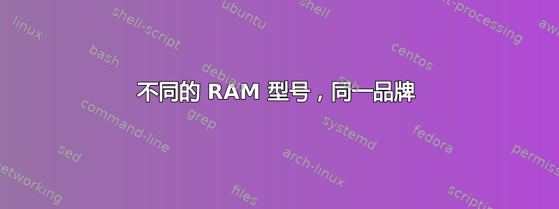 不同的 RAM 型号，同一品牌