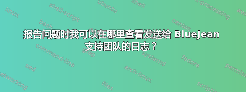 报告问题时我可以在哪里查看发送给 BlueJean 支持团队的日志？