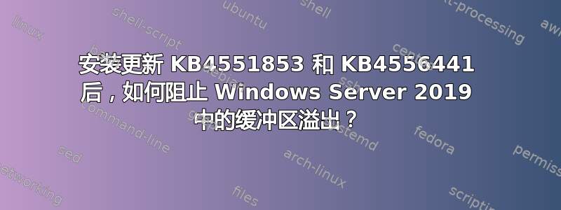 安装更新 KB4551853 和 KB4556441 后，如何阻止 Windows Server 2019 中的缓冲区溢出？