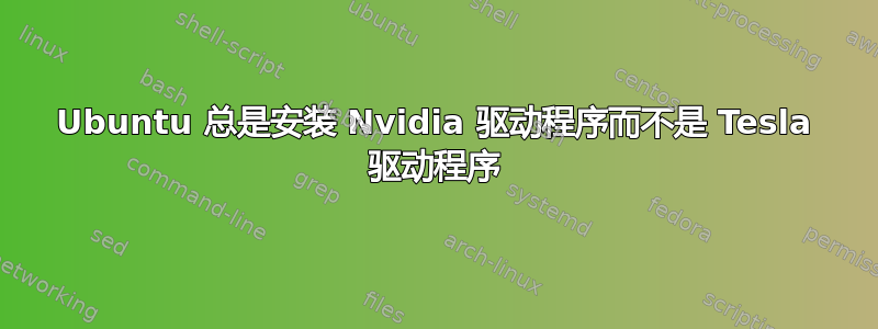 Ubuntu 总是安装 Nvidia 驱动程序而不是 Tesla 驱动程序