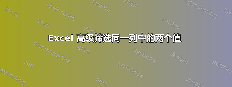 Excel 高级筛选同一列中的两个值