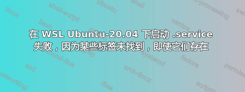 在 WSL Ubuntu-20.04 下启动 .service 失败，因为某些标签未找到，即使它们存在