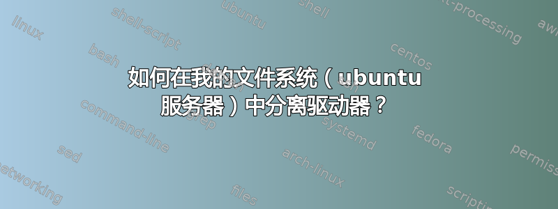 如何在我的文件系统（ubuntu 服务器）中分离驱动器？