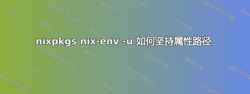 nixpkgs nix-env -u 如何坚持属性路径