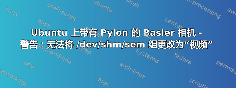 Ubuntu 上带有 Pylon 的 Basler 相机 - 警告：无法将 /dev/shm/sem 组更改为“视频”