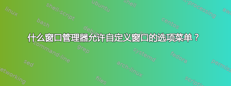 什么窗口管理器允许自定义窗口的选项菜单？