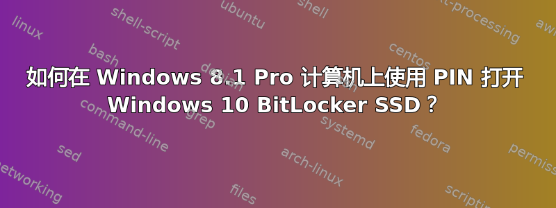 如何在 Windows 8.1 Pro 计算机上使用 PIN 打开 Windows 10 BitLocker SSD？